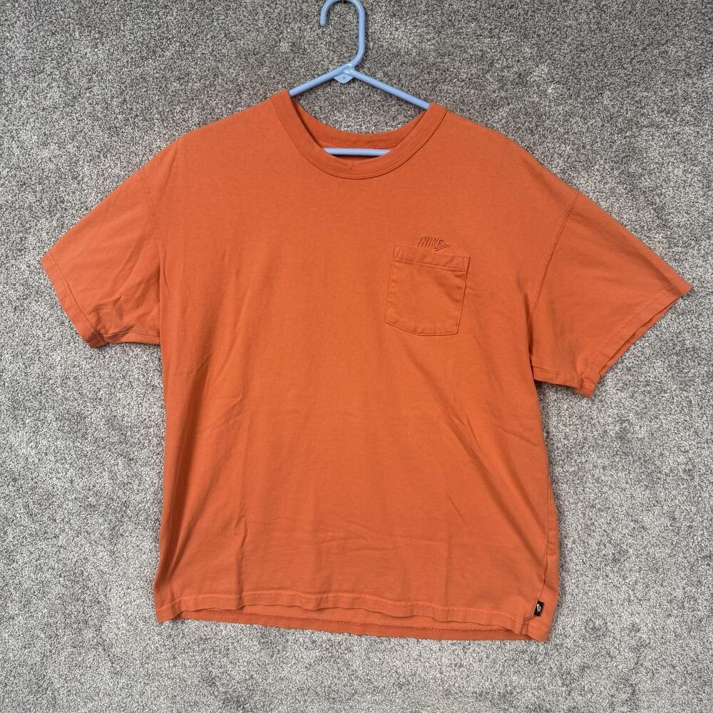 Nike The Nike Tee Shirt Mens Large Orange Pocket Tagless Crewneck Skate Gorpcore